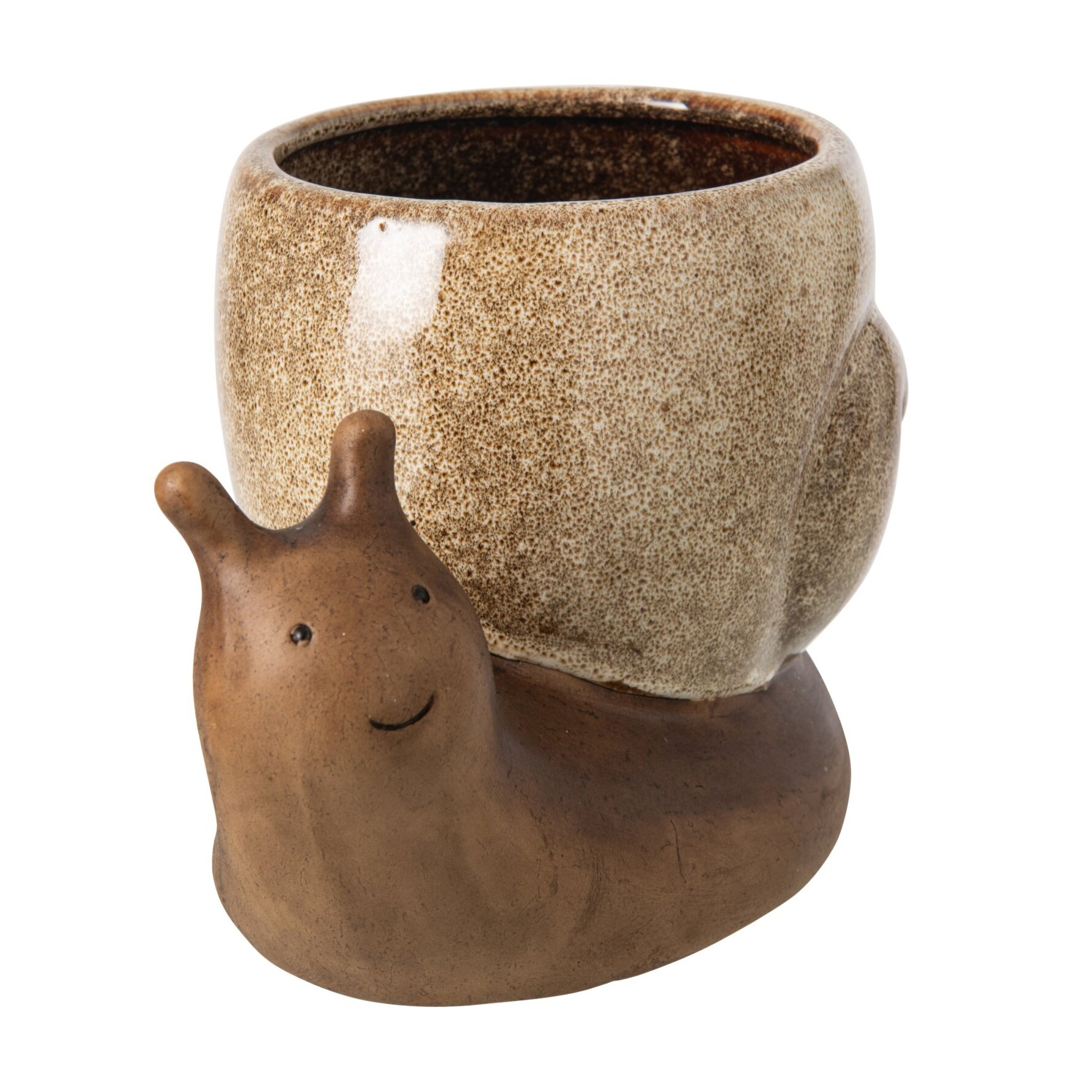 J-Line Cache-Pot Escargot - grès marron/beige