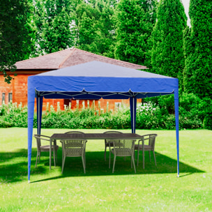 Gazebo Pieghevole Impermeabile 3 x 3 M Da Giardino Con 4 Sacche Pesi Sacca Trasporto Chiusura Fisarmonica Struttura Acciaio Copertura 160 gr/m² Blu