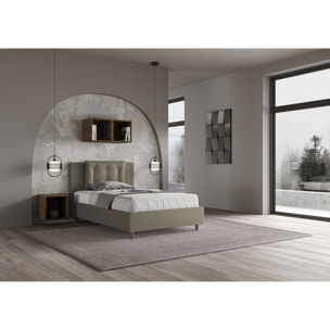 Letto una piazza e mezza contenitore imbottito 120x210 similpelle cappuccino Annalisa