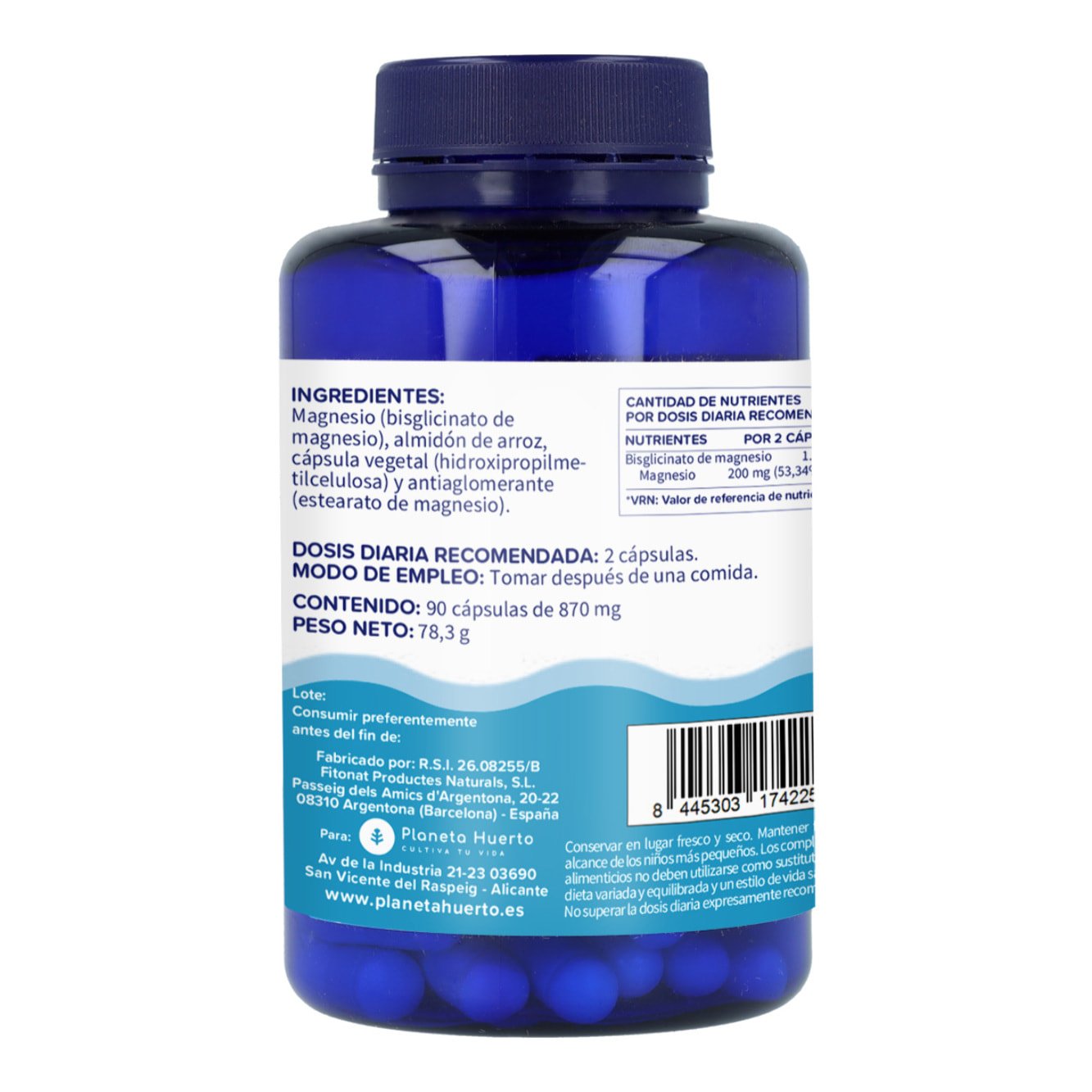 PLANETA HUERTO | Bisglicinato de Magnesio 500 mg 90 Cápsulas - Mineral Esencial para Energía, Relajación y Bienestar General