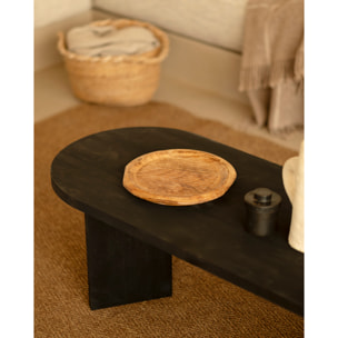Mesa de centro de madera maciza en tono negro de 120cm Alto: 40 Largo: 120 Ancho: 50