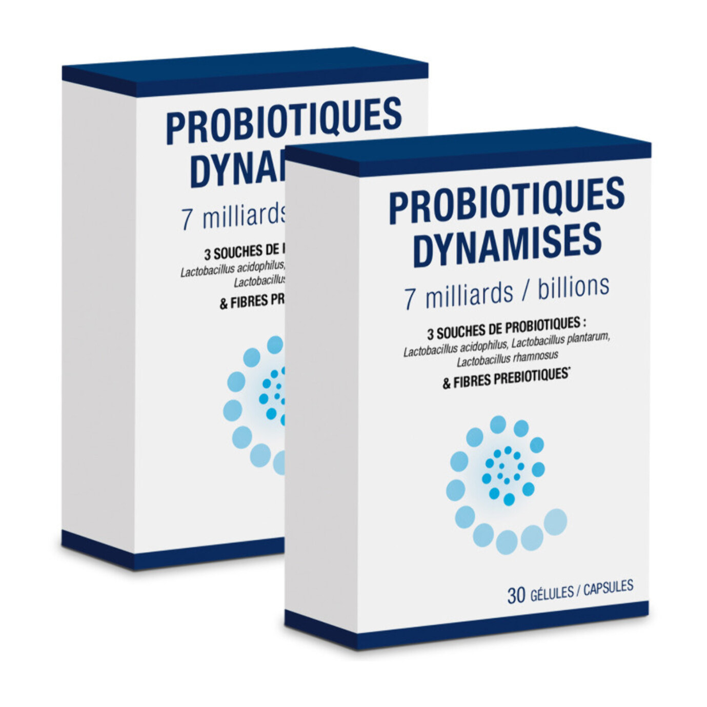 NUTRI EXPERT - Probiotiques Dynamisés - Favorise Equilibre De La Flore Intestinale -7 Milliards de Ferments Lactiques- 3 Souches Probiotiques - Fibres Prébiotiques - 30 Gélules - Sans Gluten - Lot de 2