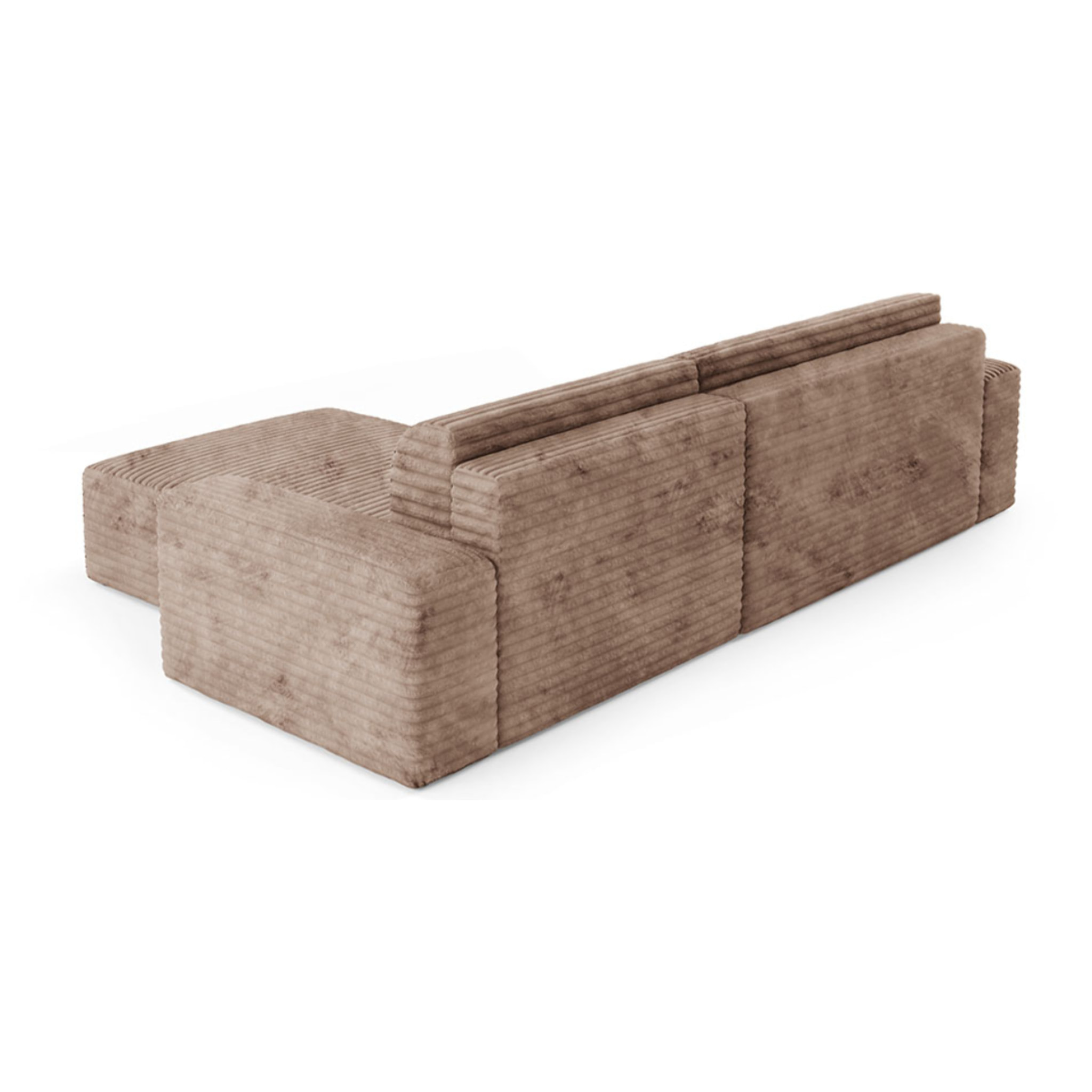 EDEN - Canapé d'angle convertible et réversible 4 places en côtelé taupe