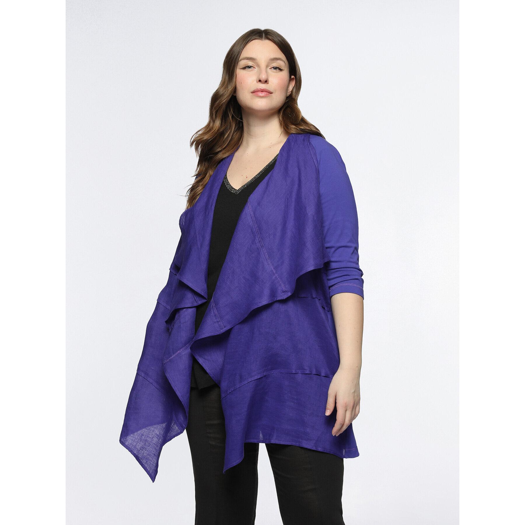 Fiorella Rubino - Blusa abierta de lino y algodón - Violeta