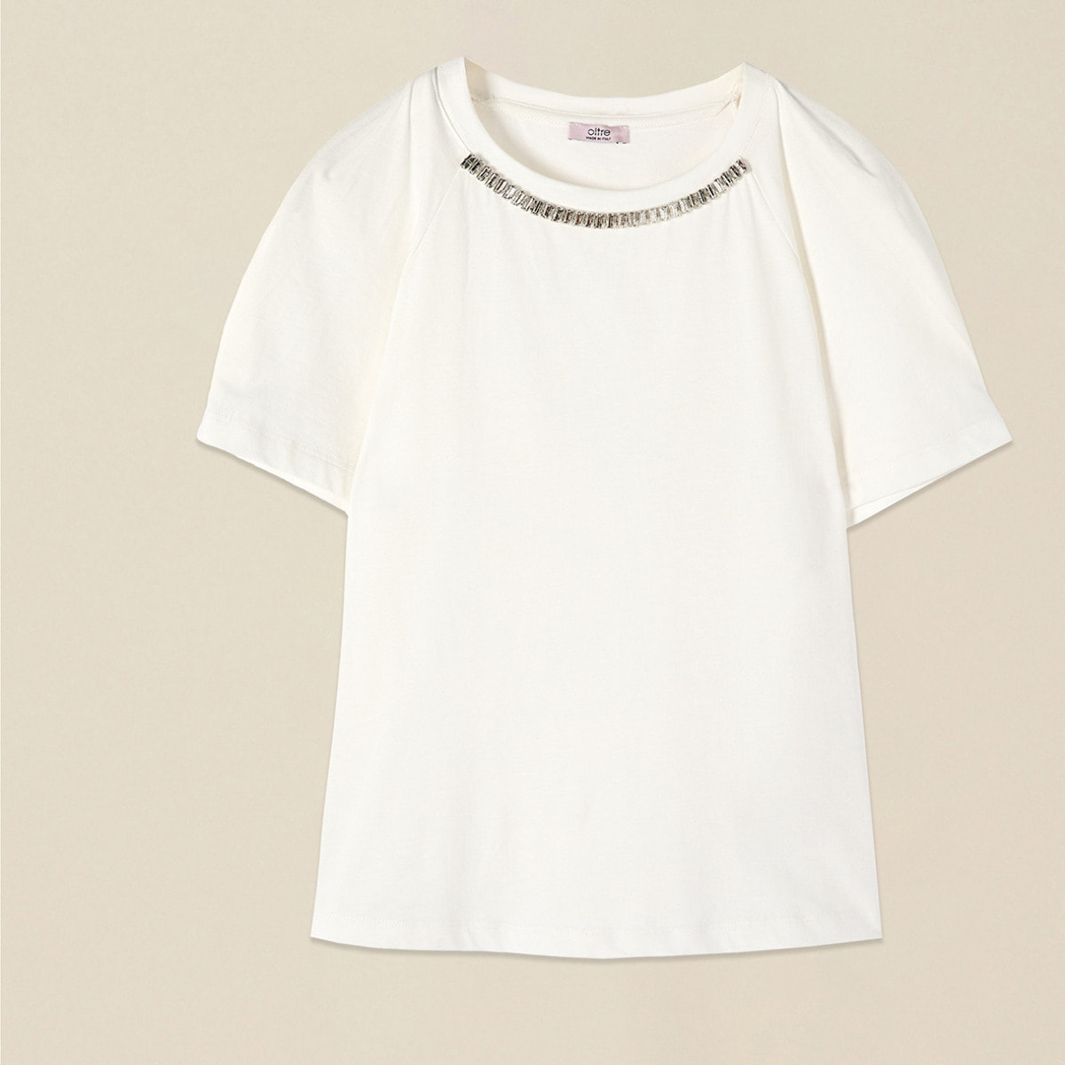 Oltre - T-shirt in cotone con castoni - Bianco
