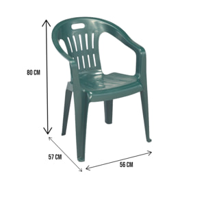 Sedia da esterno Bisceglie, Seduta da giardino, Sedia per tavolo da pranzo, Poltrona outdoor, 100 % Made in Italy, Cm 56x55h78, Verde