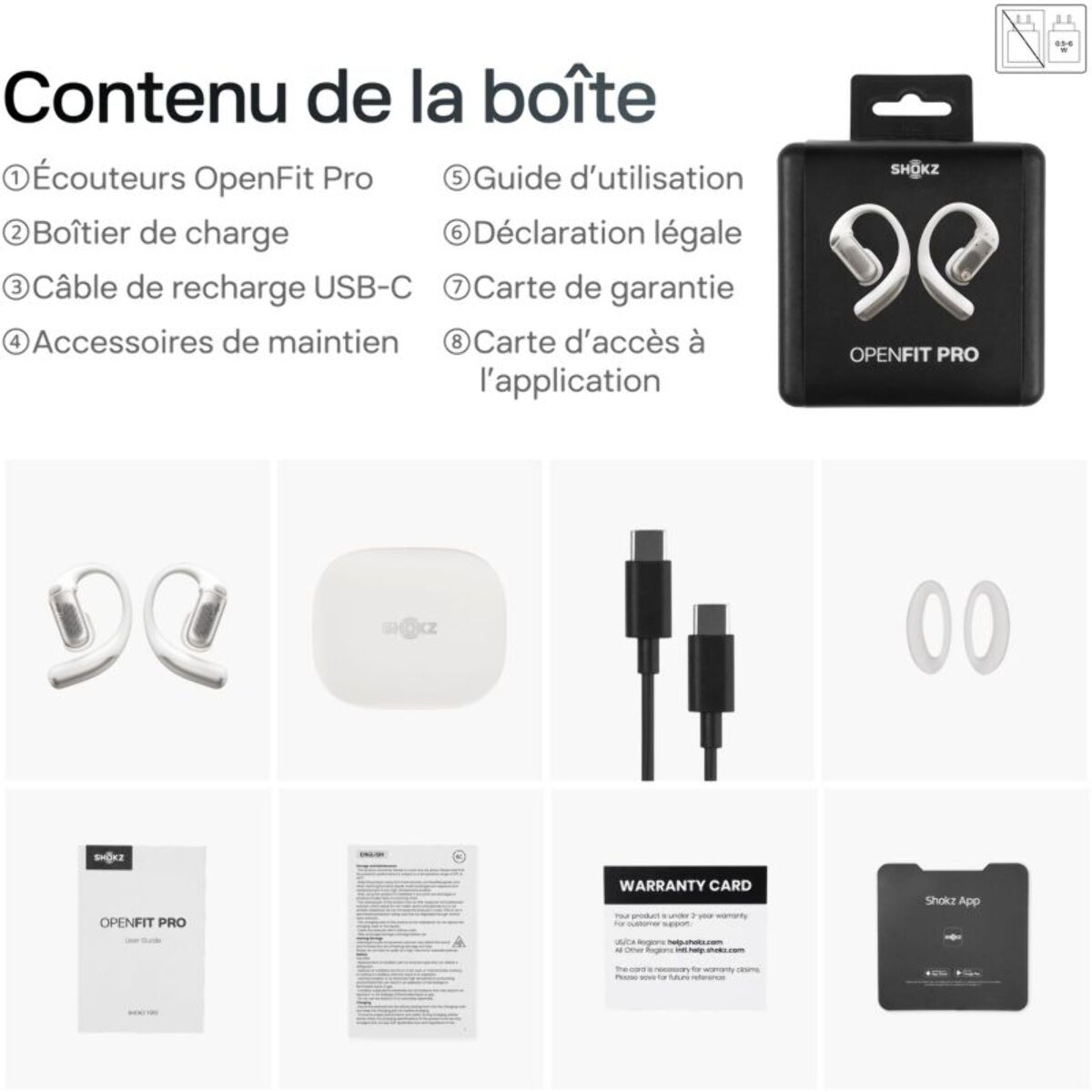 Ecouteurs SHOKZ OpenFit PRO Blanc