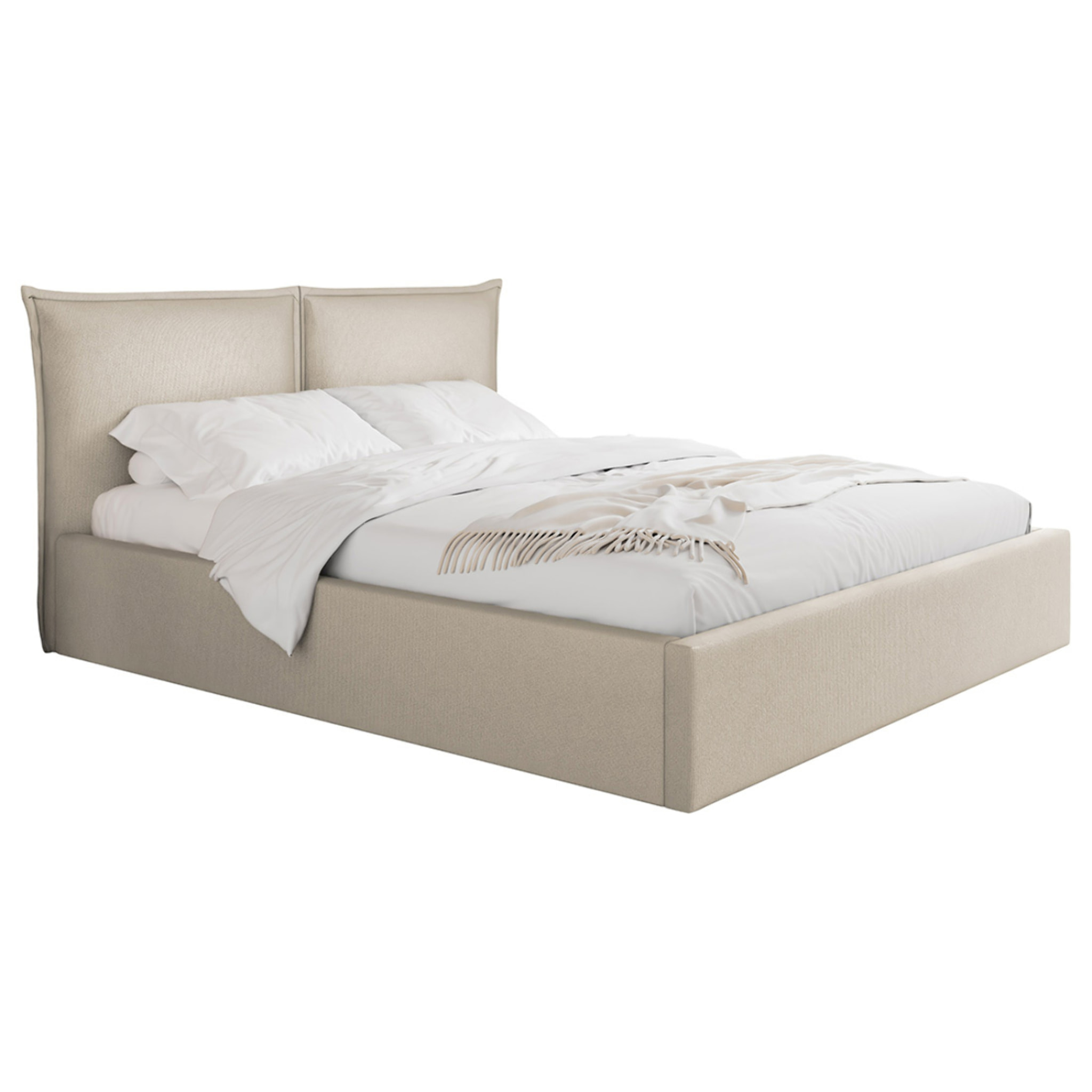 John - lit coffre - 180x200 cm - en velours - sommier inclus - Beige