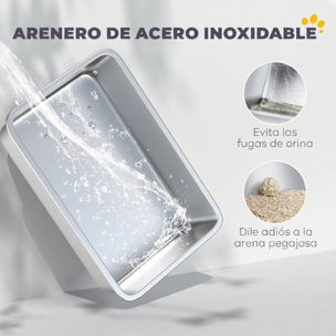 Arenero para Gatos Cubierto Extragrande Caja de Arena Cerrado con Bandeja de Acero Inoxidable Tapa Extraíble Bordes Altos Tapetes Pala sin Olor Fácil de Limpiar para Gatos Grandes Gris Oscuro
