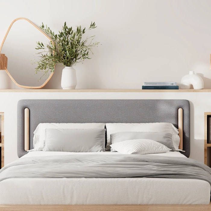 Tête de lit en tissu gris 160 cm - Katia