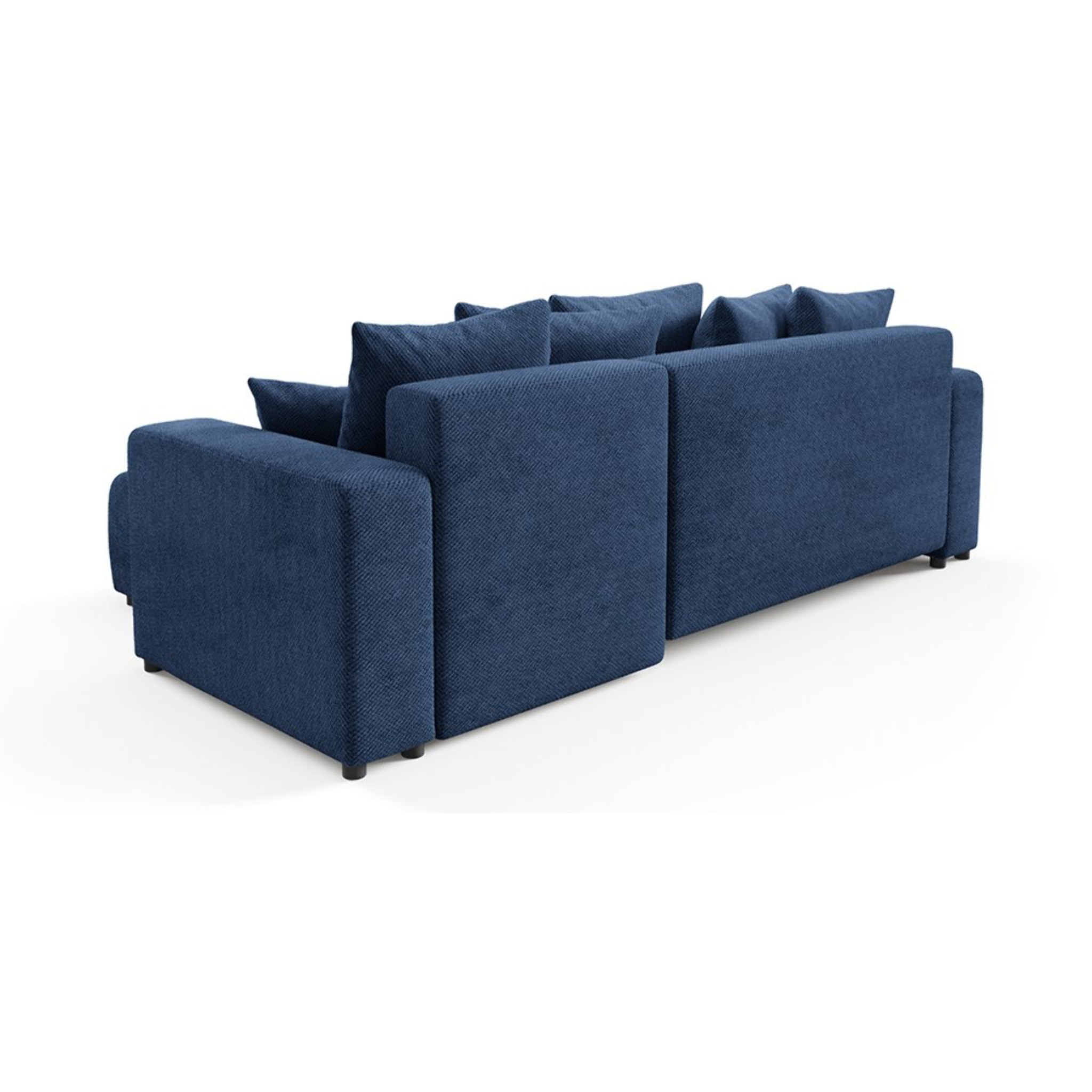 GLORIA - Canapé d'angle droit convertible 4 places en tissu bleu