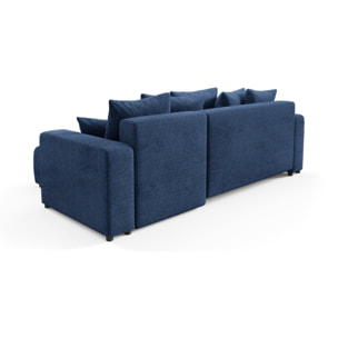 GLORIA - Canapé d'angle droit convertible 4 places en tissu bleu