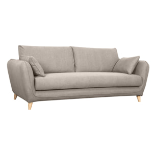 Canapé convertible scandinave 3 places en tissu beige avec matelas 10 cm CREEP
