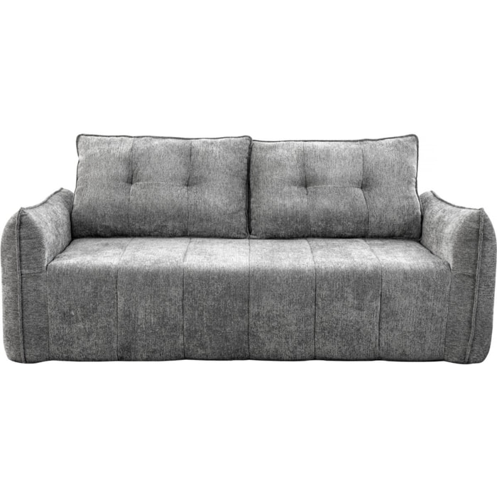 Canapé droit en tissu texturé "Silvano" - 3 places - Gris
