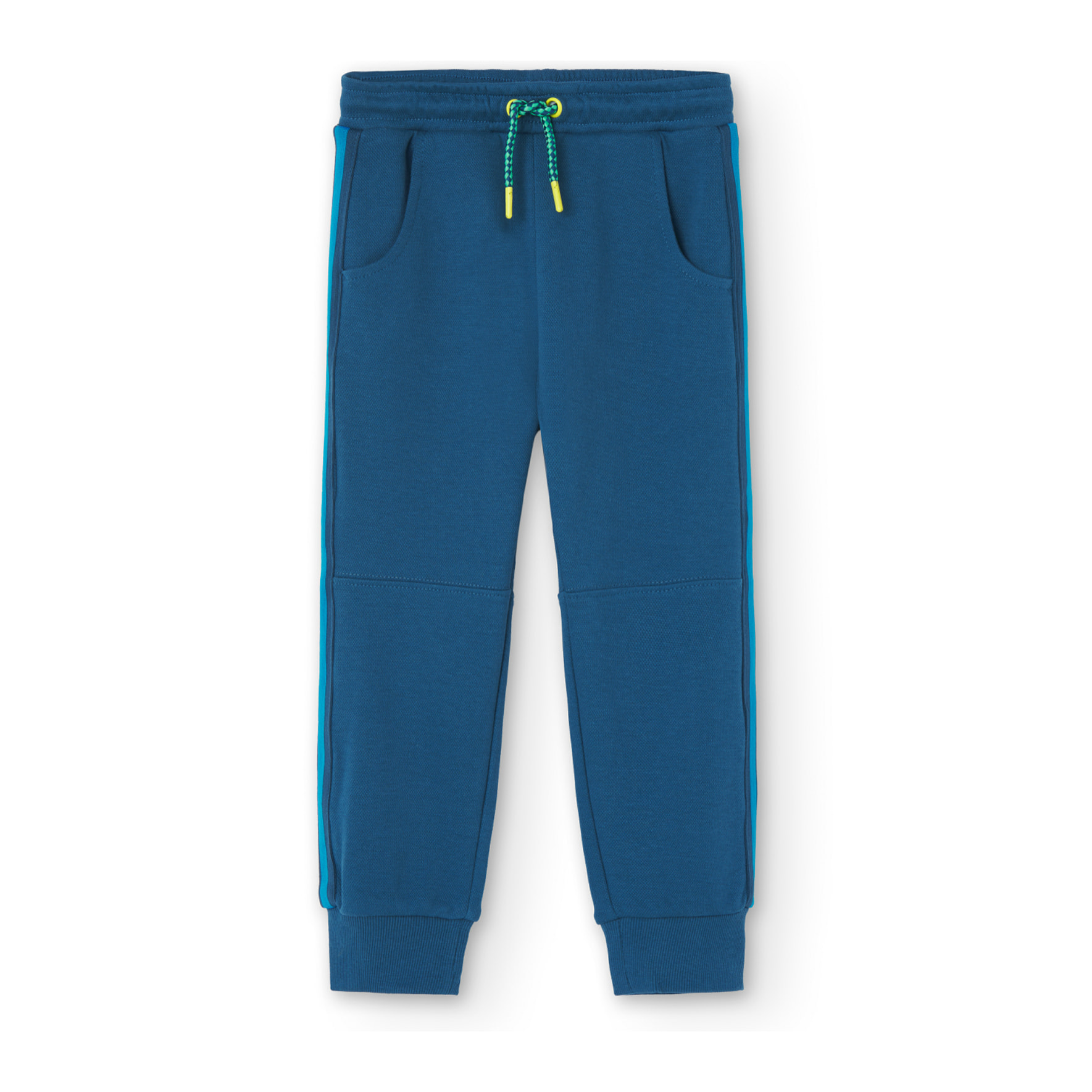 PantalÃ³n de piquÃ© para niÃ±o liso de color azul Ã­ndigo