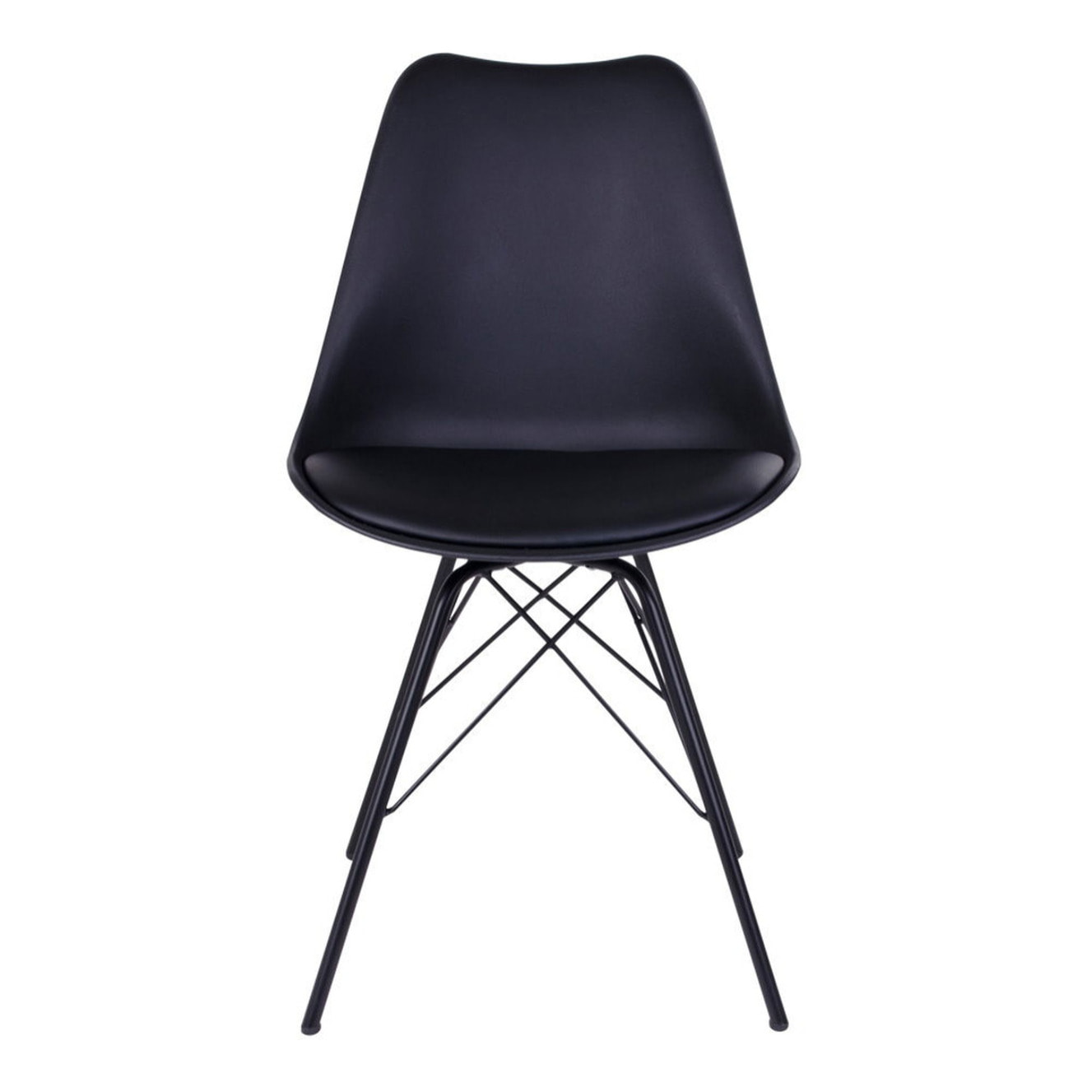 Set 2 sedie da pranzo Oslo in ecopelle nera con gambe in metallo nero