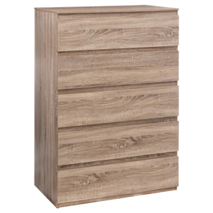 Commode 5 tiroirs "Dolo" effet bois naturel