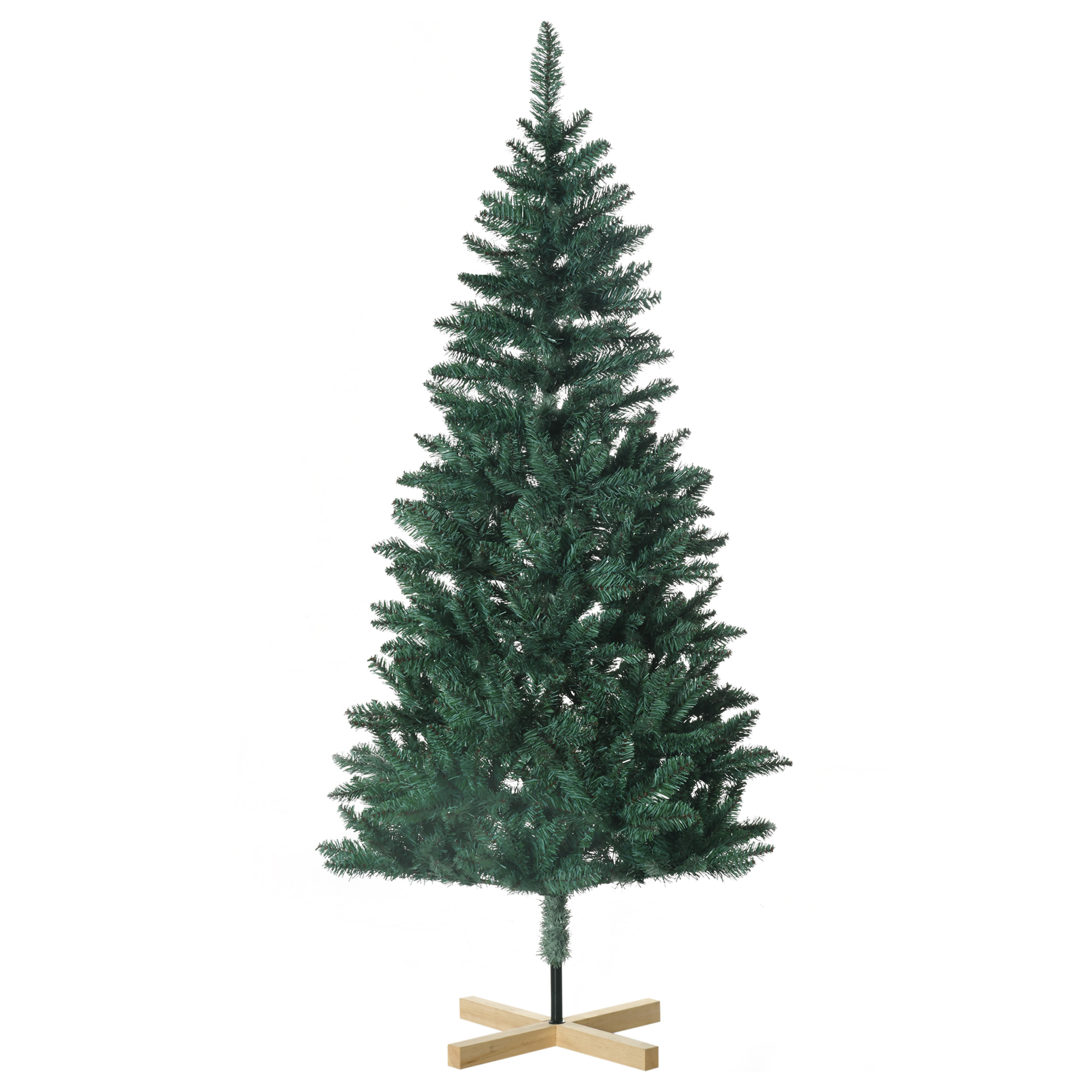 Árbol de Navidad Artificial 180 cm Árbol de Navidad Frondoso con 536 Ramas Apertura Automática y Base Cruzad de Madera Decoración para Interiores Ø90x180 cm Verde