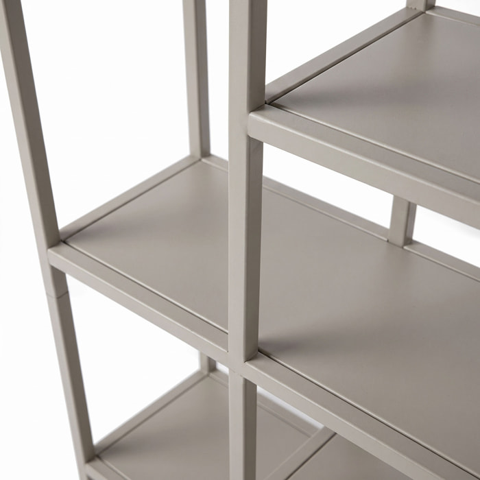 Padma - Libreria Freestanding a 6 Ripiani 80x163,5x30 cm Scaffale per Soggiorno, Ufficio in Metallo Tortora