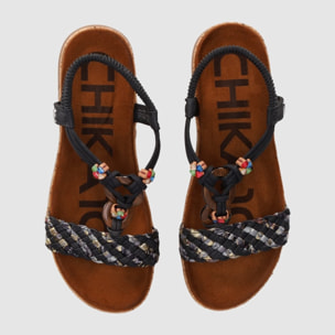 Sandalias de Piel Sintética - Negro - Tacón: 5 cm