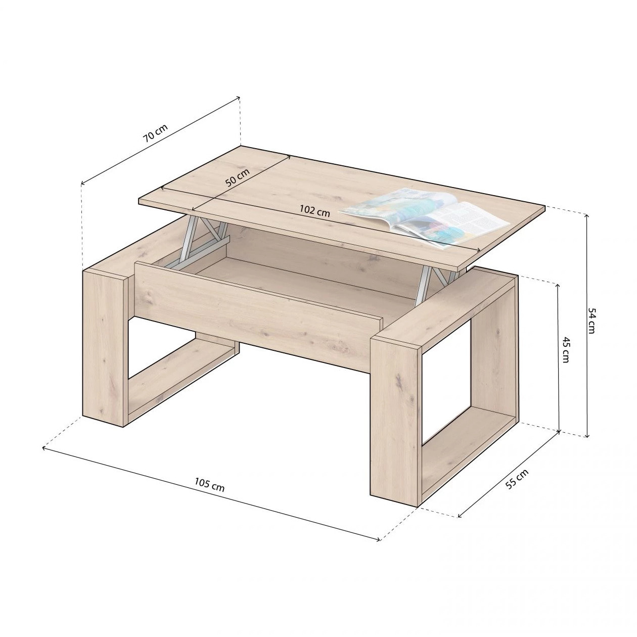 Mesa de centro elevable Neo Alpine Oak