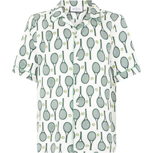 PHILIPP PLEIN Silk Bowling Shirt Tennis