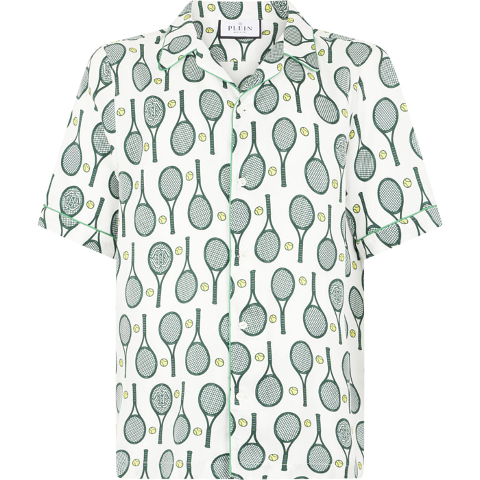 PHILIPP PLEIN Silk Bowling Shirt Tennis
