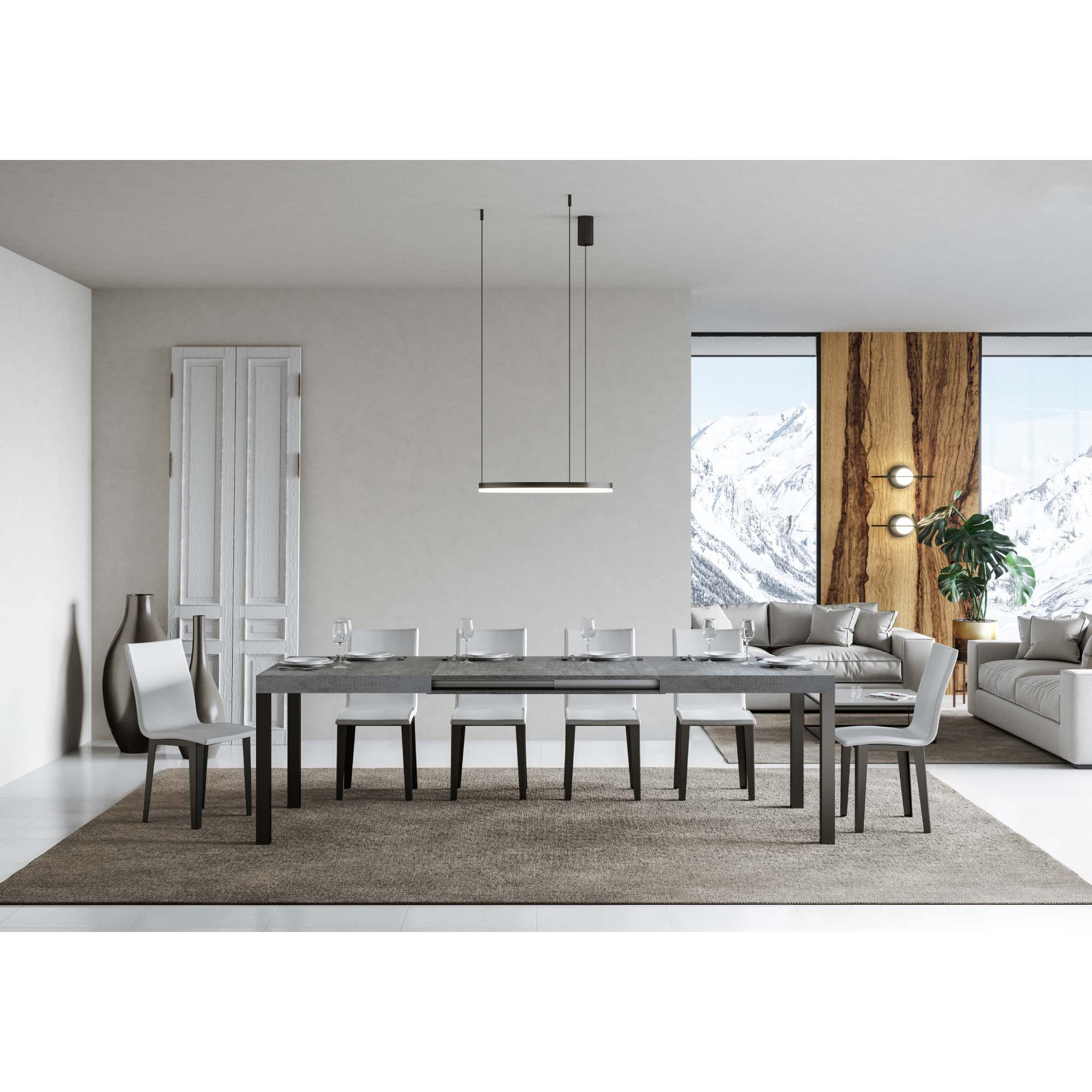 Mesa extensible 90x140/244 cm Everyday Cemento estructura Antracita