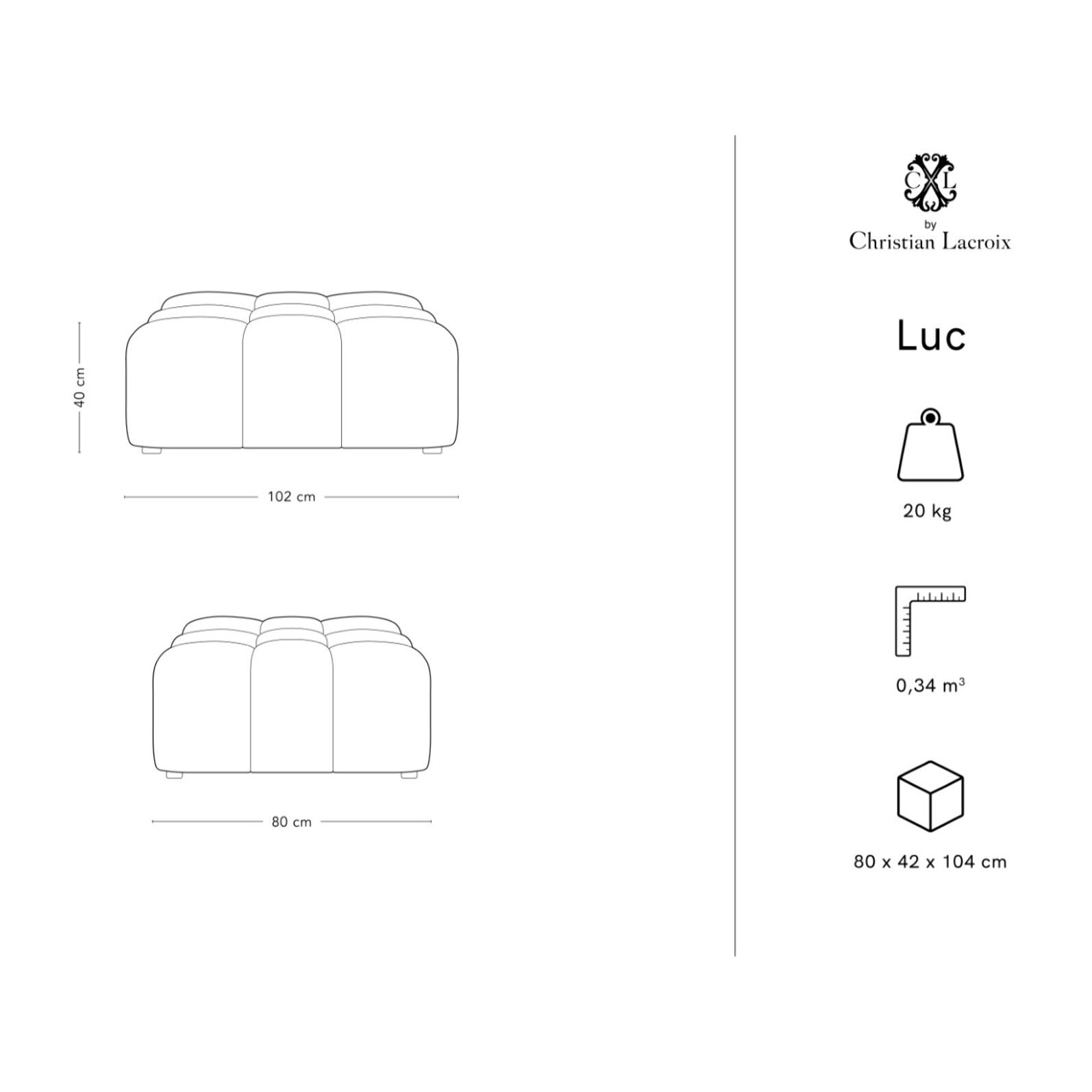 Pouf "Luc" en velours noir