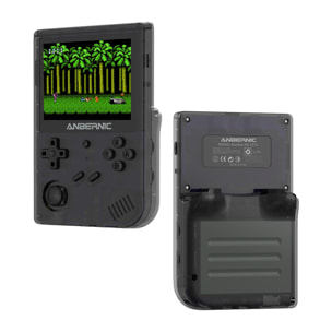 DAM Consola emulador multiplataforma RG351V. Pantalla 3,5" IPS; S.O. Linux, Quad-Core 1,5GHz, WiFi, 128GB. Miles de juegos preinstalados. 14x2,68x9,4 Cm. Color: Negro