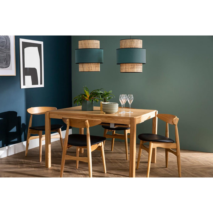 Table à manger rectangulaire scandinave extensible bois clair chêne L125-238 cm AGALI