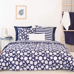 Parure housse de couette imprimé 100% coton - capri - bleu marine