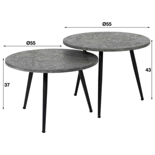 Table gigogne industrielle effet métal (lot de 2)