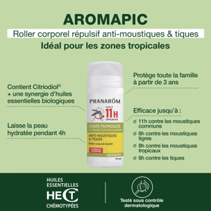 Pranarom - Roller corporel répulsif anti-moustiques & tiques - 75 ml