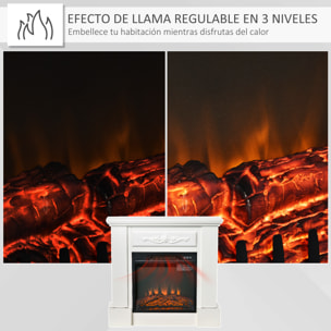 Chimenea Eléctrica 1800W Chimenea Decorativa con Efecto de Llama Mando a Distancia Temporizador Protección Contra Sobrecalentamiento para Sala 30 m² Blanco
