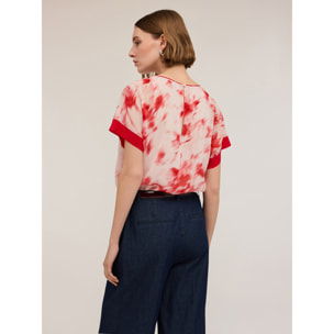 Motivi - Blusa de georgette con estampado chiné - Rojo