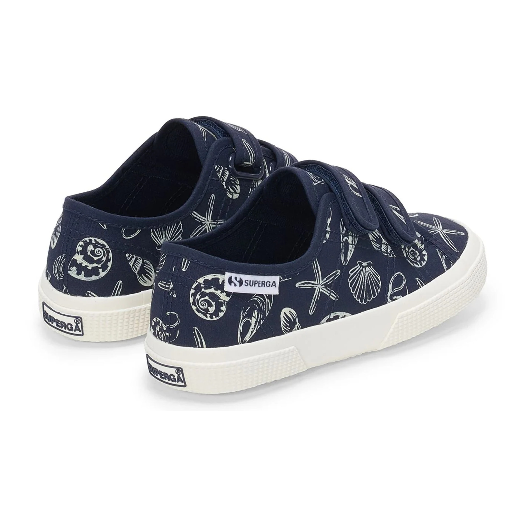 Le Superga Bambino/a Blu 3750 Kids Straps Seashells Print Leggera