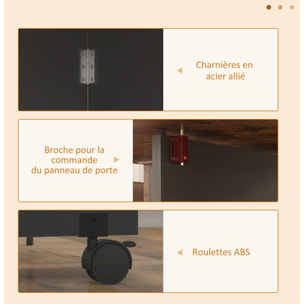 Table de cuisine rabattable - table à manger pliable 2-4 personnes - étagères, tiroir - noir effet bois