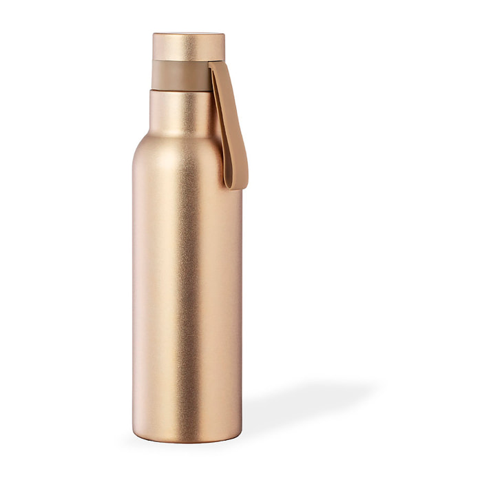 Borraccia termica da 530 ml, realizzata in acciaio inossidabile con isolamento sottovuoto in rame. Fino a 12 ore di caldo e 48 di freddo.