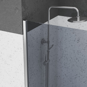 Paroi de Douche 120x200cm - Verre Trempé Fumé 8mm - Profilé Chrome - FREEDOM 2 SMOKED