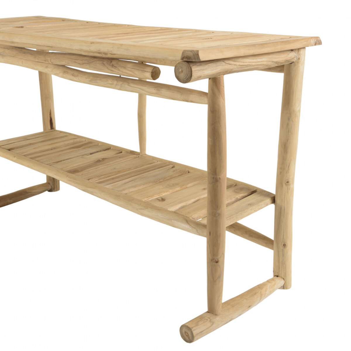 WILL - Console double plateau en branches de teck naturel