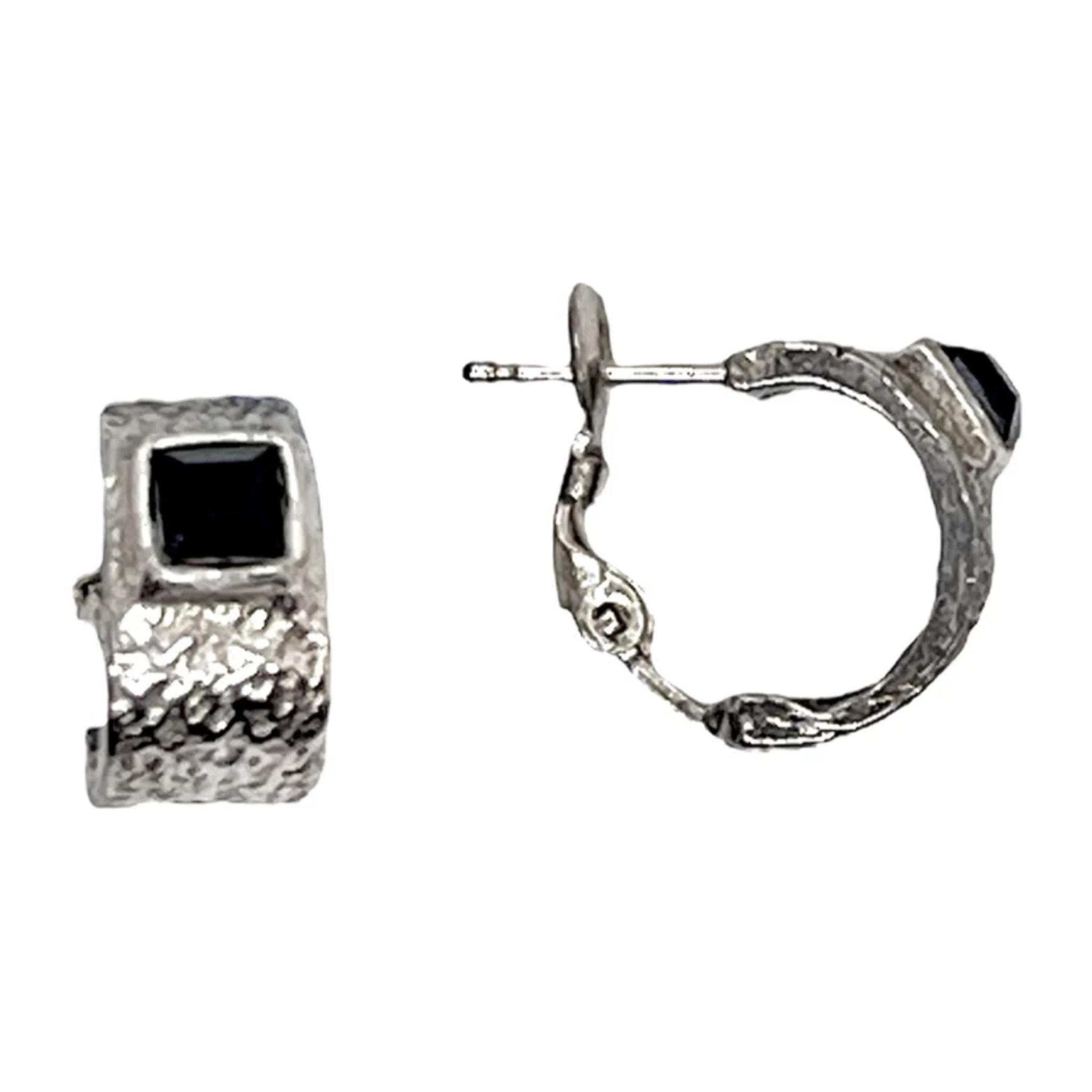 Pendiente aro plata 10µ con Sw 4x4 negro