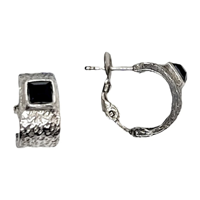 Pendiente aro plata 10µ con Sw 4x4 negro