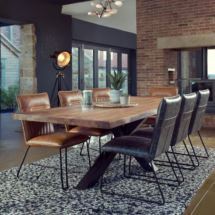 Table à manger 200 cm bois/métal pied croisé OKA