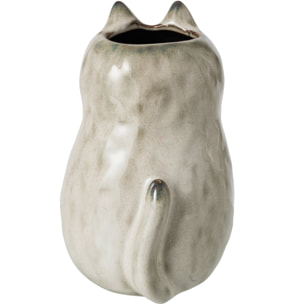 J-Line Vase chat - porcelaine - gris vert - large