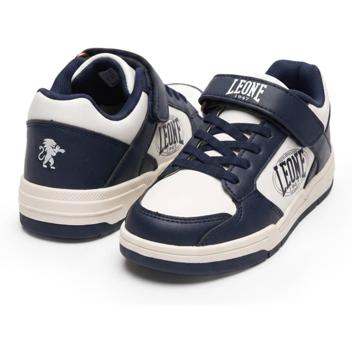 Sneakers da bambino con strap e lacci Leone 1947