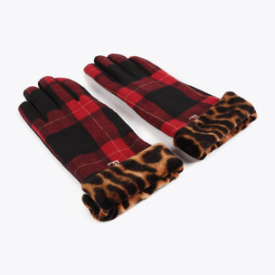 Guanti Combinati Tartan e Leopardo
