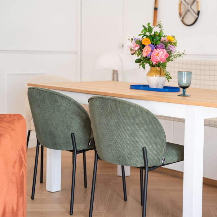 Lot de 2 chaises de salle à manger en velours côtelé - NOE