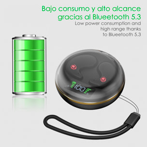 Cuffie BY-8 TWS Bluetooth 5.3. Display a LED. Accesso all'assistente vocale. Controllo della riproduzione.