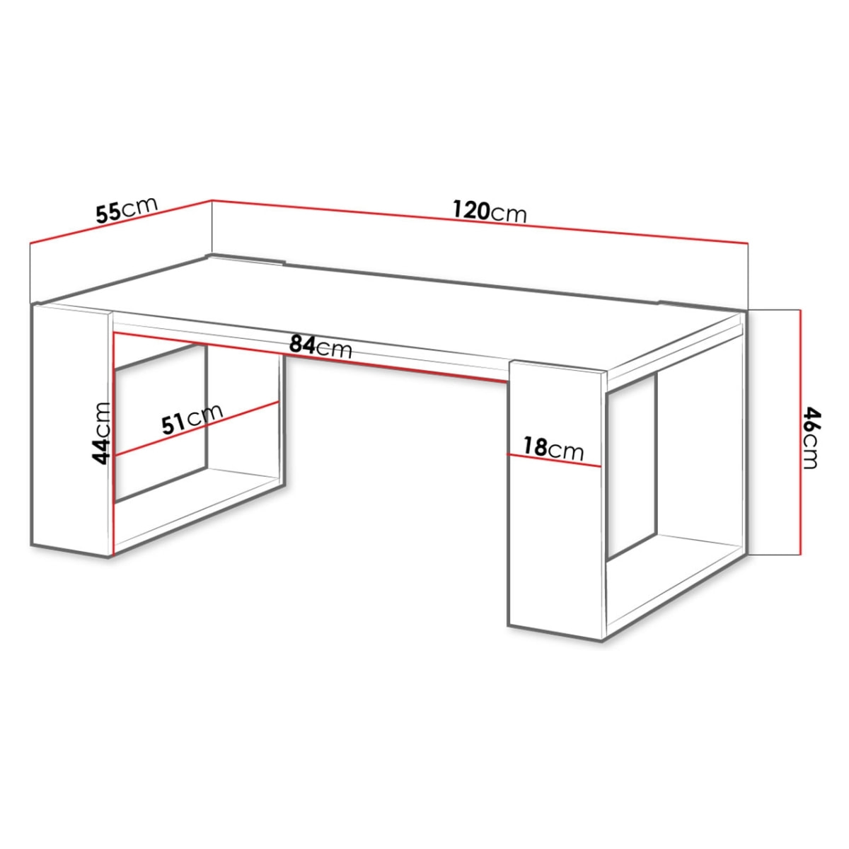 Willow - table basse - effet bois et gris - 120 cm - style industriel - Bois / Gris